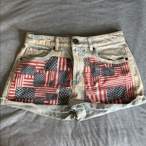 American Flag Denim Shorts
